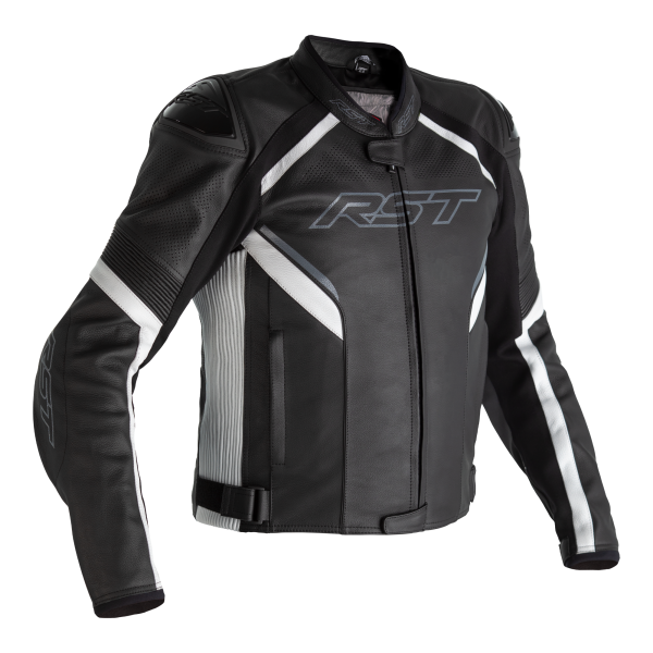 RST RST Sabre Airbag CE Mens Leather Jacket Black/White